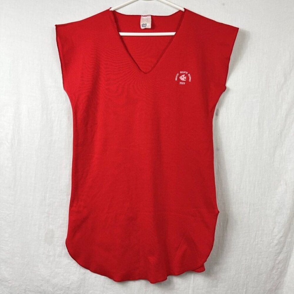 70s Fiji Resort Pullover Mini Dress Womens S M Retro‎ Coverup Beach Boho Skater
